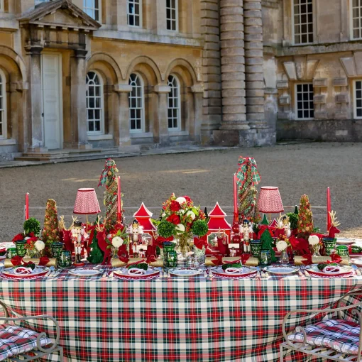 Mrs. Alice Decorative Festive Tree with Red & Green Tartan Bow< Christmas Decorations