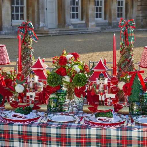 Mrs. Alice Decorative Festive Tree with Red & Green Tartan Bow< Christmas Decorations