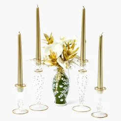 Mrs. Alice Dotty Gold Candle Holder (Pair)< Summer Candleware | Candle Holders