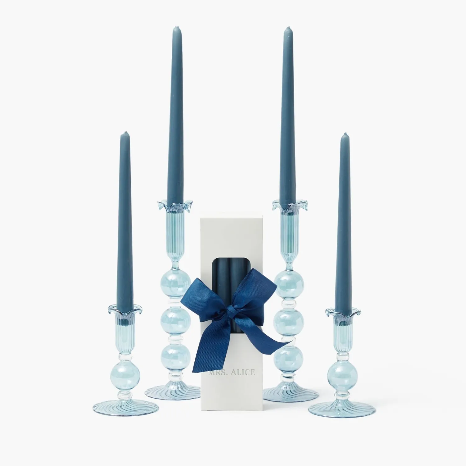 Mrs. Alice Eden Blue Candle Set (Navy)< Summer Glassware | Summer Candleware