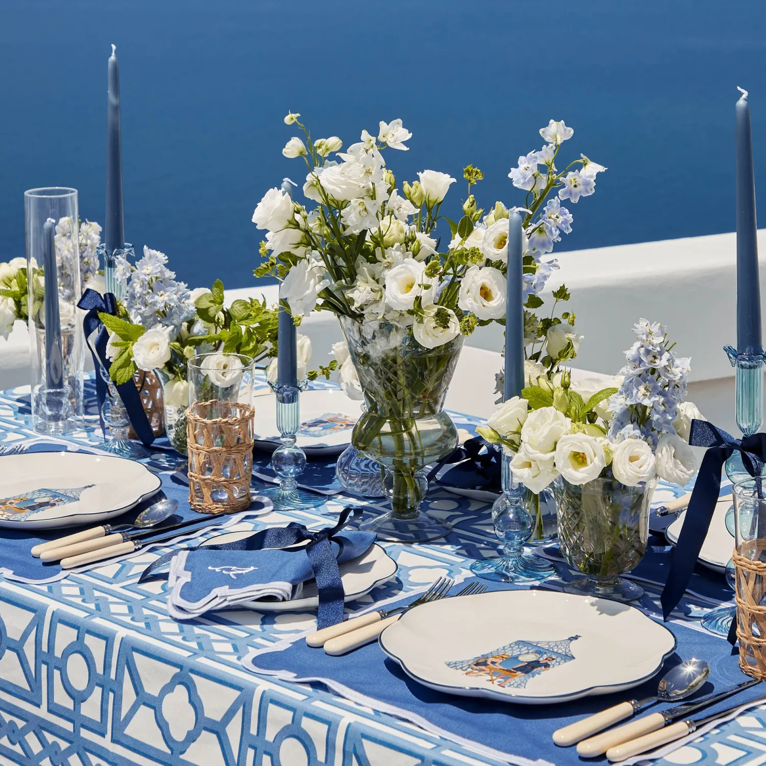 Mrs. Alice Eden Blue Candle Set (Navy)< Summer Glassware | Summer Candleware