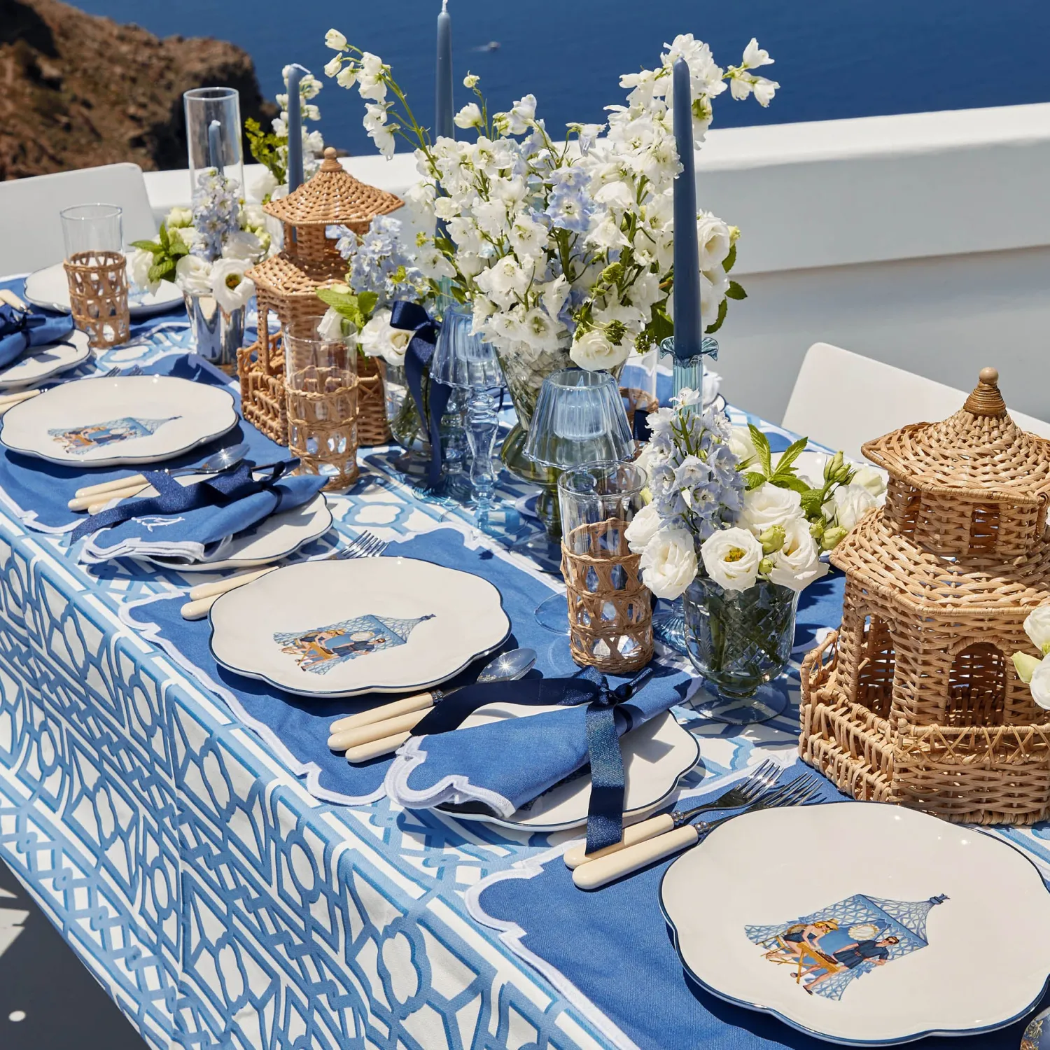 Mrs. Alice Eden Blue Candle Set (Navy)< Summer Glassware | Summer Candleware