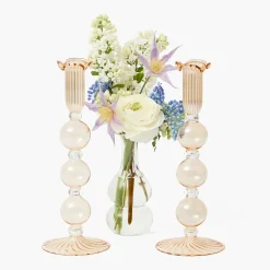 Mrs. Alice Eden Chestnut Candle Holder (Pair)< Summer Glassware | Summer Candleware