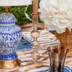 Mrs. Alice Eden Chestnut Candle Holder (Pair)< Summer Glassware | Summer Candleware