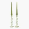 Mrs. Alice Eden Green Candle Holders (Pair)< Summer Glassware | Summer Candleware