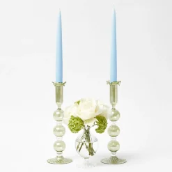 Mrs. Alice Eden Green Candle Holders (Pair)< Summer Glassware | Summer Candleware