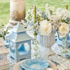 Mrs. Alice Eden Green Candle Holders (Pair)< Summer Glassware | Summer Candleware