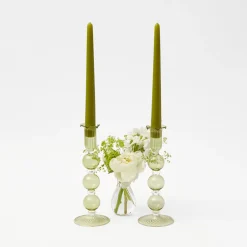 Mrs. Alice Eden Green Candle Holders (Pair)< Summer Glassware | Summer Candleware