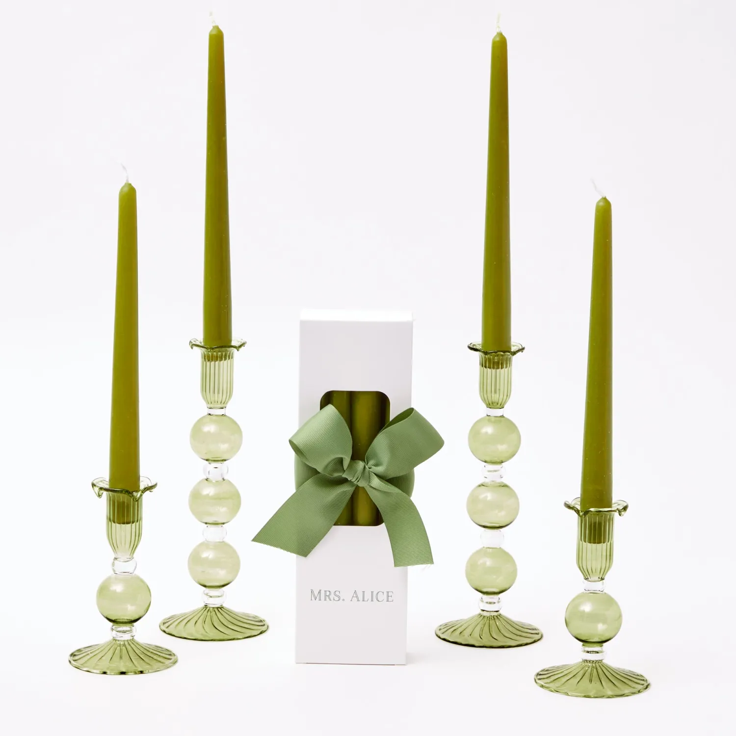 Mrs. Alice Eden Green Candle Set (Apple Green)< Candles | Candlescapes