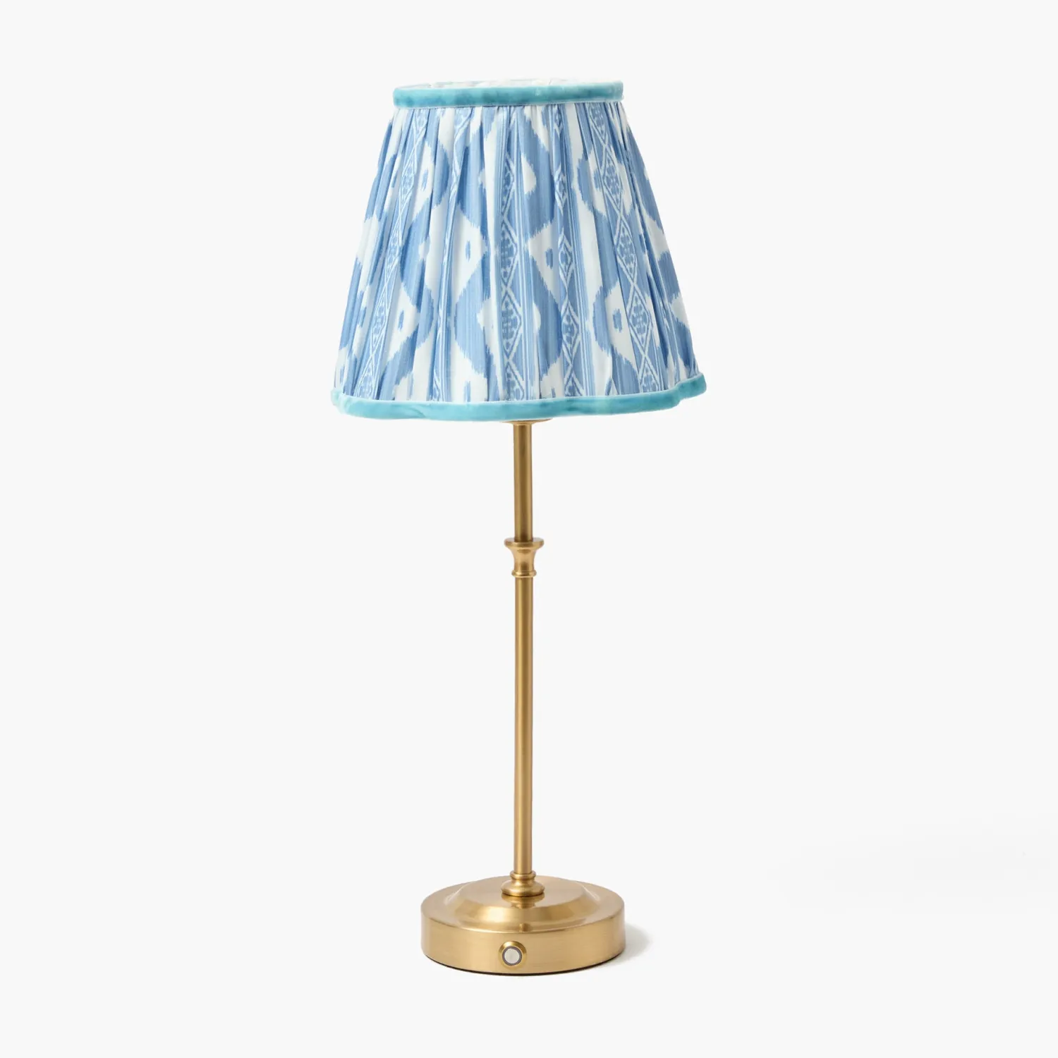 Mrs. Alice Edie Rechargeable Lamp with Blue Ikat Shade (18cm)< Rechargeable Table Lamps | Summer Lighting