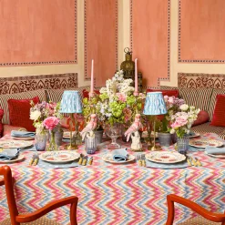 Mrs. Alice Edie Rechargeable Lamp with Blue Ikat Shade (18cm)< Rechargeable Table Lamps | Summer Lighting