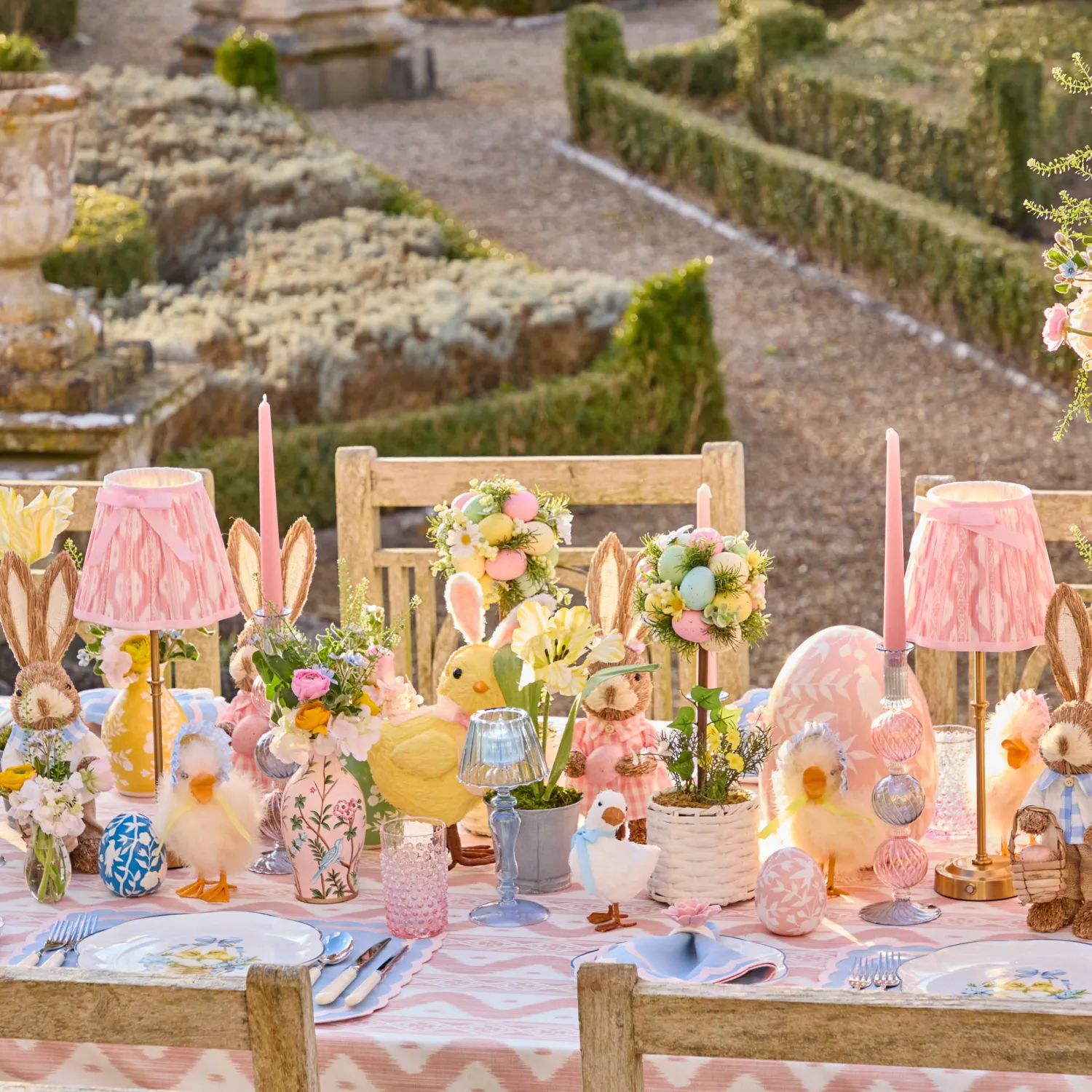 Mrs. Alice Edie Tall Rechargeable Lamp with Pink Ikat Bow Shade (18cm)< Rechargeable Table Lamps | For Her