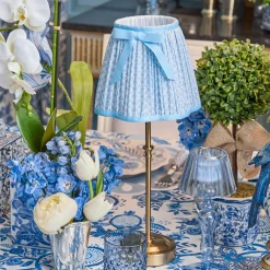 Mrs. Alice Edie Tall Rechargeable Lamp with Soft Blue Lotus Bow Shade (18cm)< Rechargeable Table Lamps | For Her