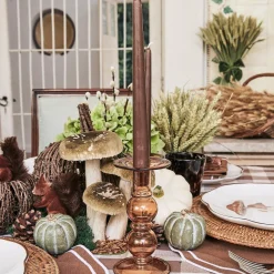 Mrs. Alice Elise Medium Amber Candle Holder (Pair)< Candle Holders