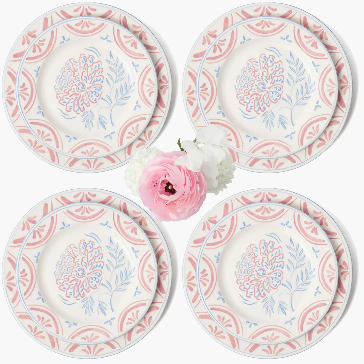 Mrs. Alice Eliza Floral Dinner & Starter Plates (Set of 8)< Summer Crockery | Crockery Sets