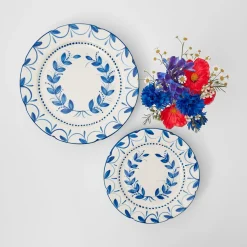 Mrs. Alice Elizabeth Blue Garland Dinner & Starter Plates (Set of 8)< Crockery Sets