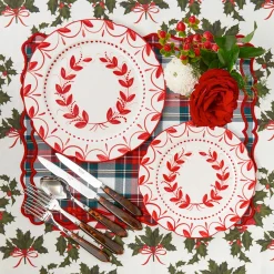 Mrs. Alice Elizabeth Red Garland Dinner Plates (Set of 4)< Dinner Plates | Crockery Sets