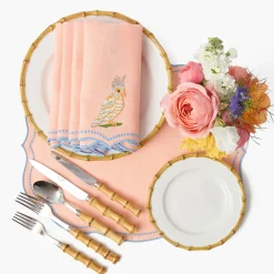 Mrs. Alice Eloise Coral & Blue Placemats & Parrot Napkins (Set of 4)< Summer Table Linen