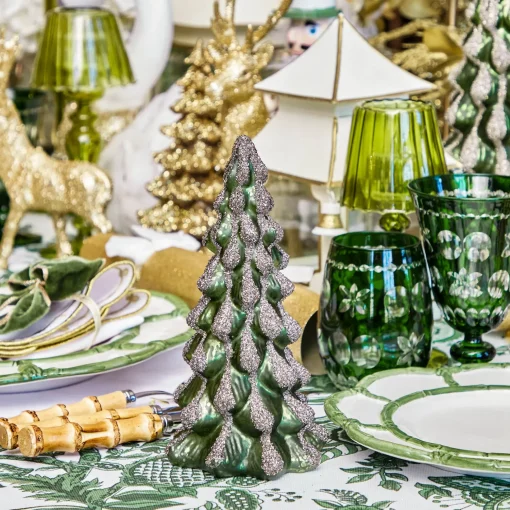 Mrs. Alice Emerald Glass Christmas Tree (Pair)< Christmas Decorations