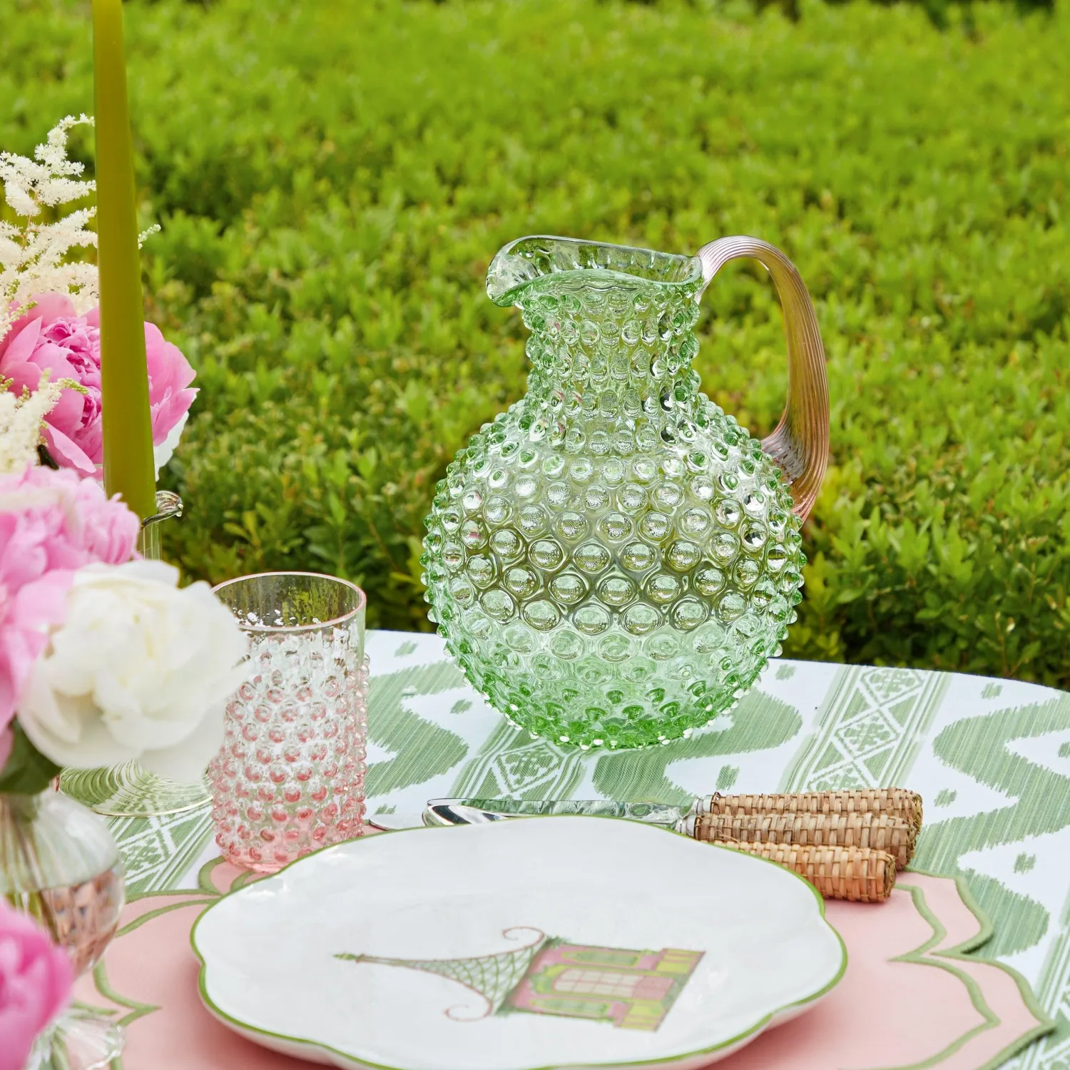 Mrs. Alice Emerald Hobnail Jug & Rose Handle< Jugs | For Her