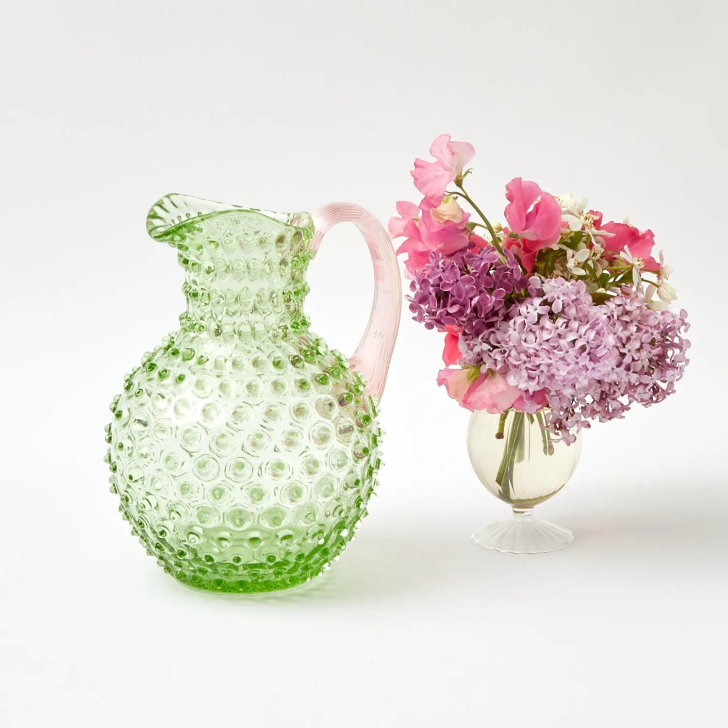 Mrs. Alice Emerald Hobnail Jug & Rose Handle< Jugs | For Her