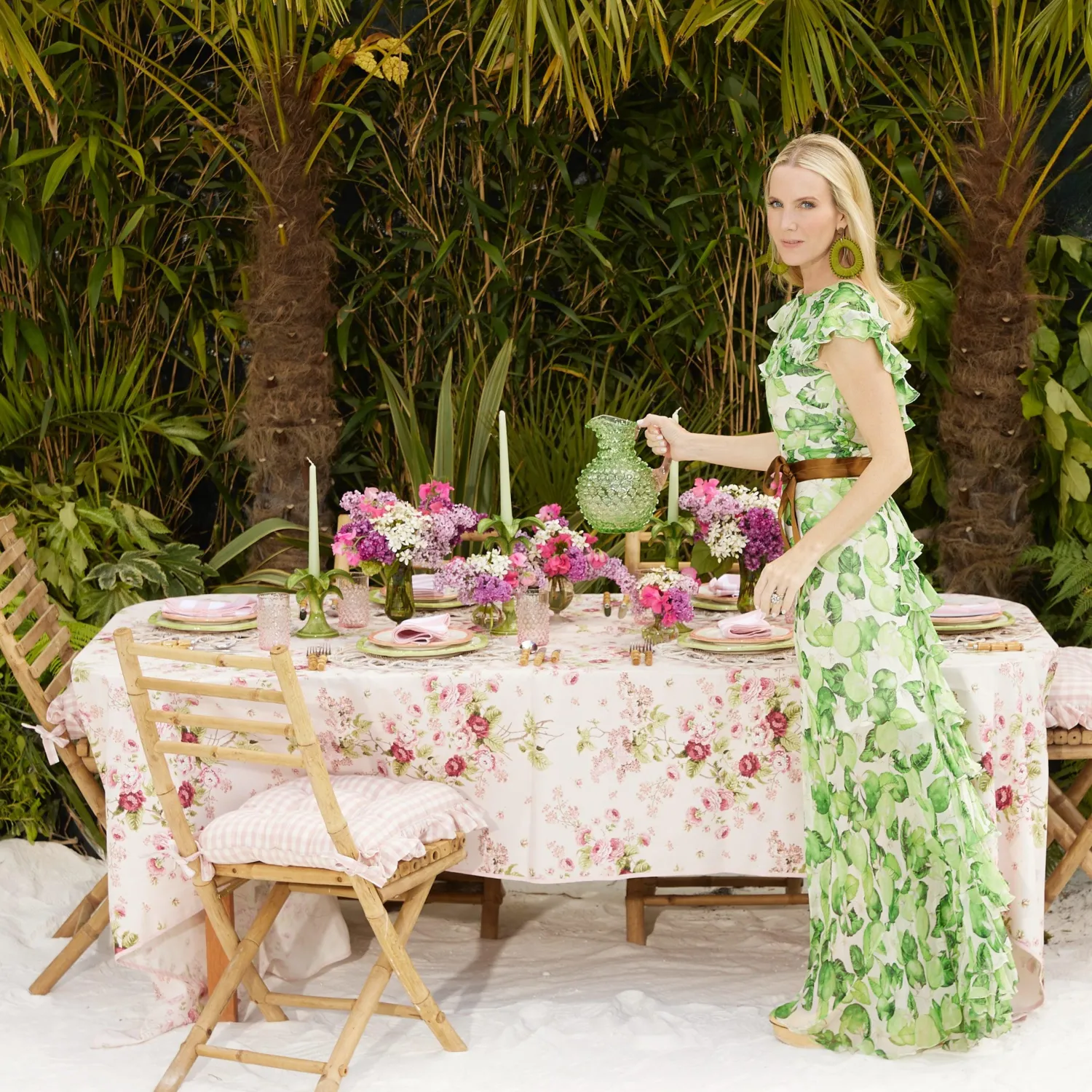 Mrs. Alice Emerald Hobnail Jug & Rose Handle< Jugs | For Her