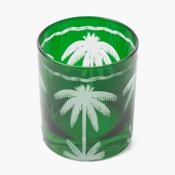 Mrs. Alice Emerald Palm Tree Glasses (Set of 4)< Summer Glassware | Glasses