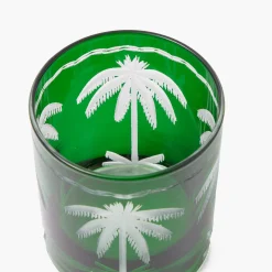 Mrs. Alice Emerald Palm Tree Glasses (Set of 4)< Summer Glassware | Glasses