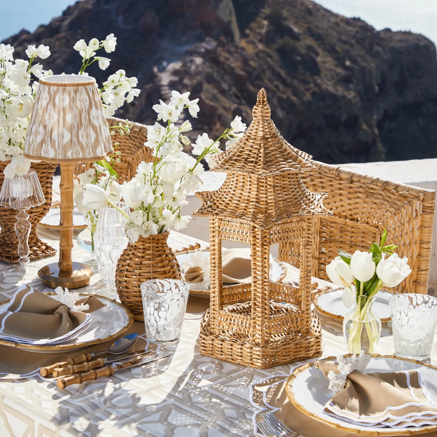 Mrs. Alice Emi Rattan Pagoda Lantern< Year-round Decorations | Pagodas & Lanterns