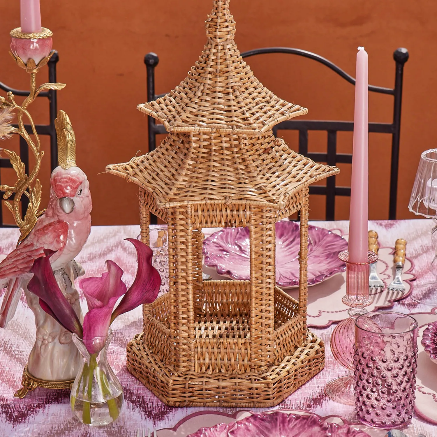 Mrs. Alice Emi Rattan Pagoda Lantern< Year-round Decorations | Pagodas & Lanterns