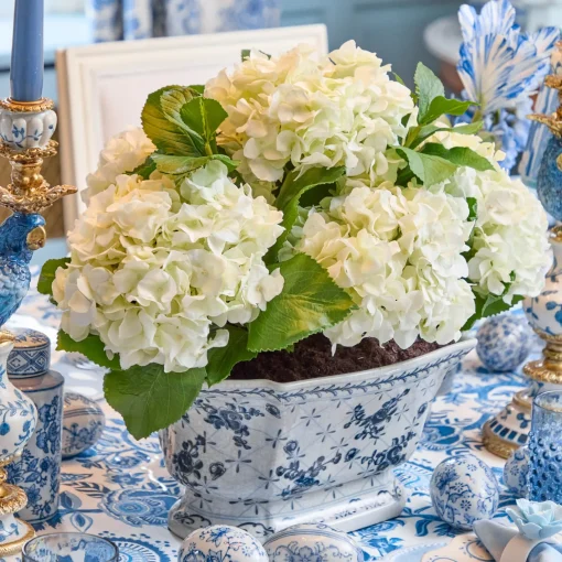 Mrs. Alice Faux White Hydrangea in Chinoiserie Planter< Year-round Decorations | Forever Blooms