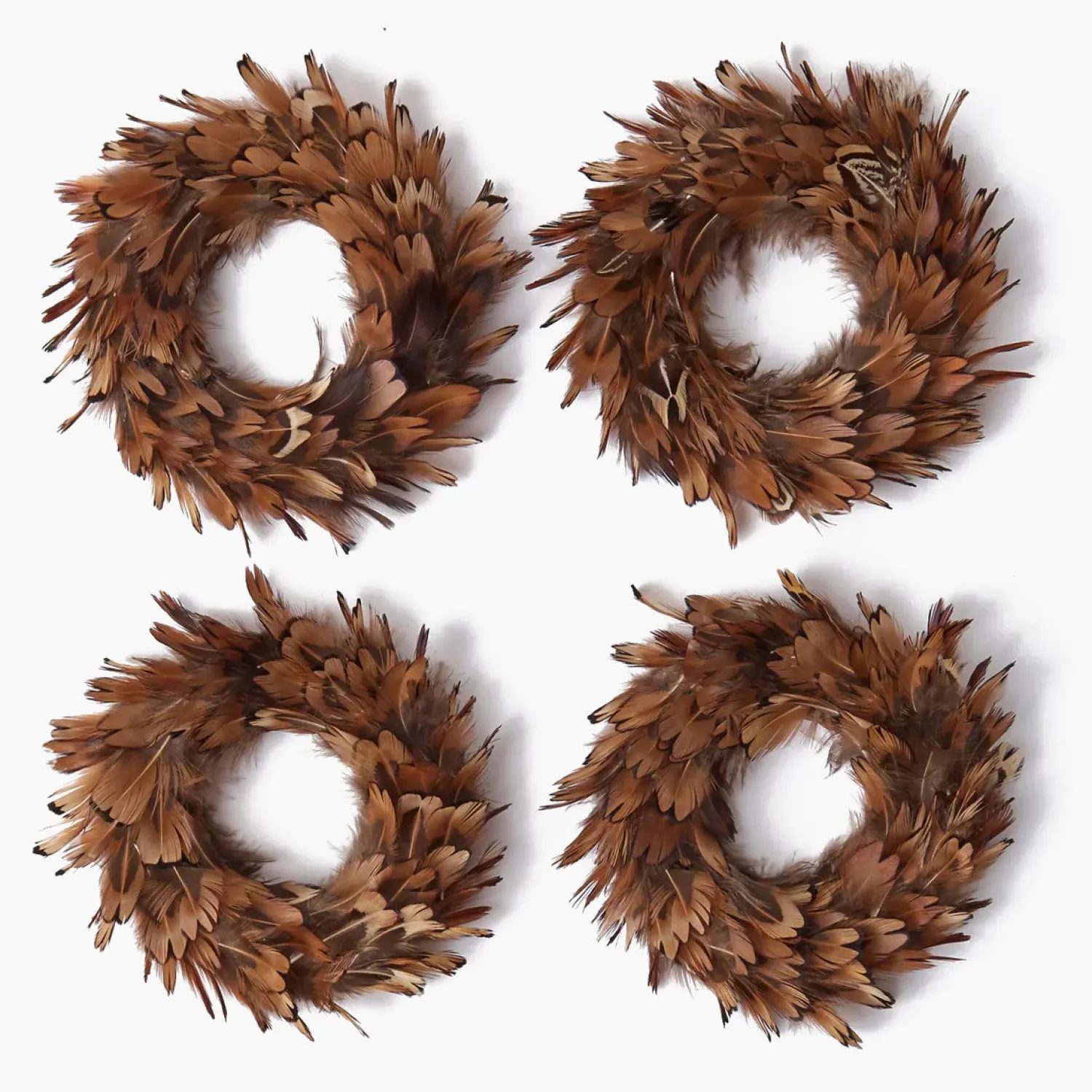 Mrs. Alice Feather Wreath with Chocolate Velvet Bows (Set of 4)< Autumn Decorations