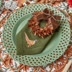 Mrs. Alice Feather Wreath with Chocolate Velvet Bows (Set of 4)< Autumn Decorations