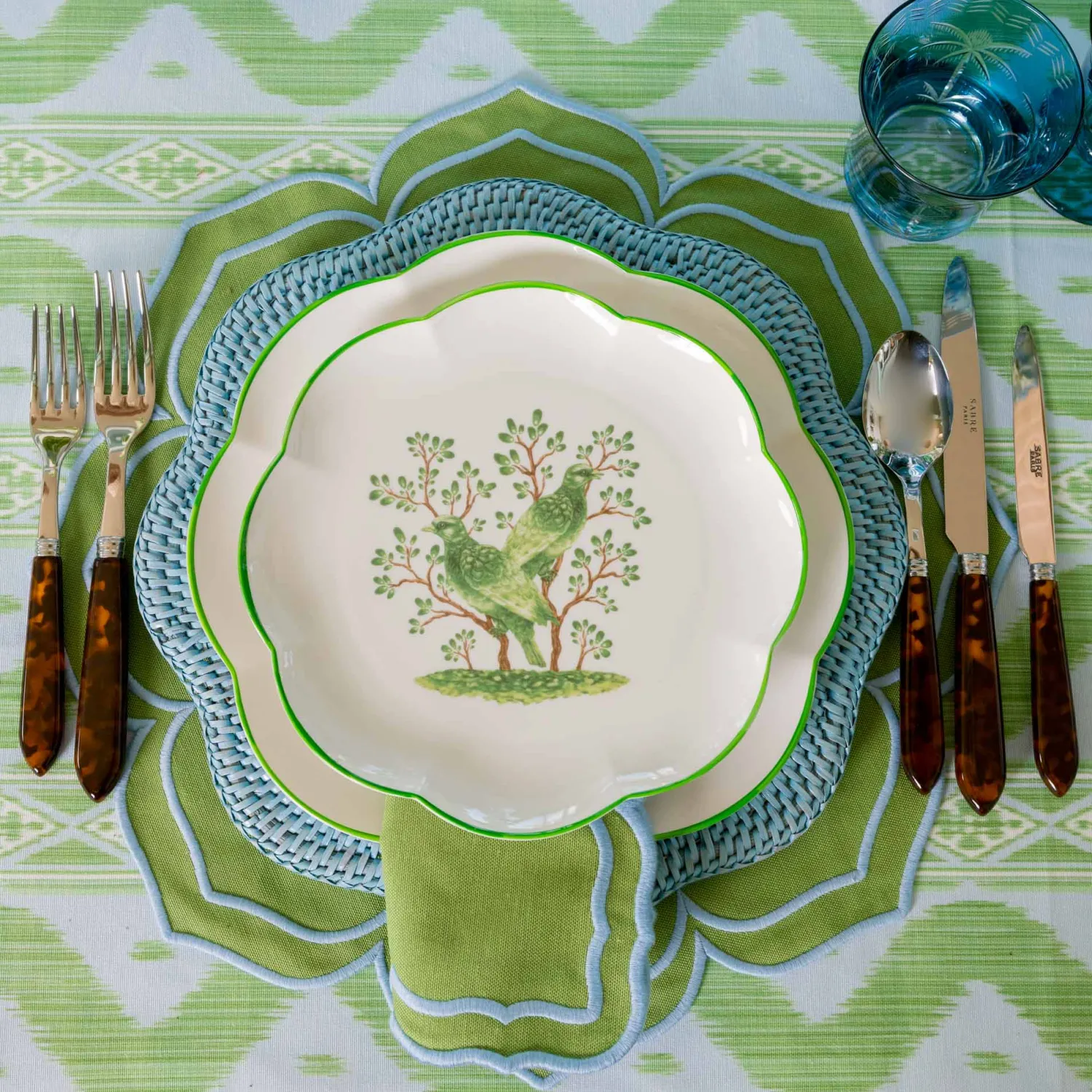 Mrs. Alice Fleur Green Placemats (Set of 4)< Summer Table Linen | Placemats