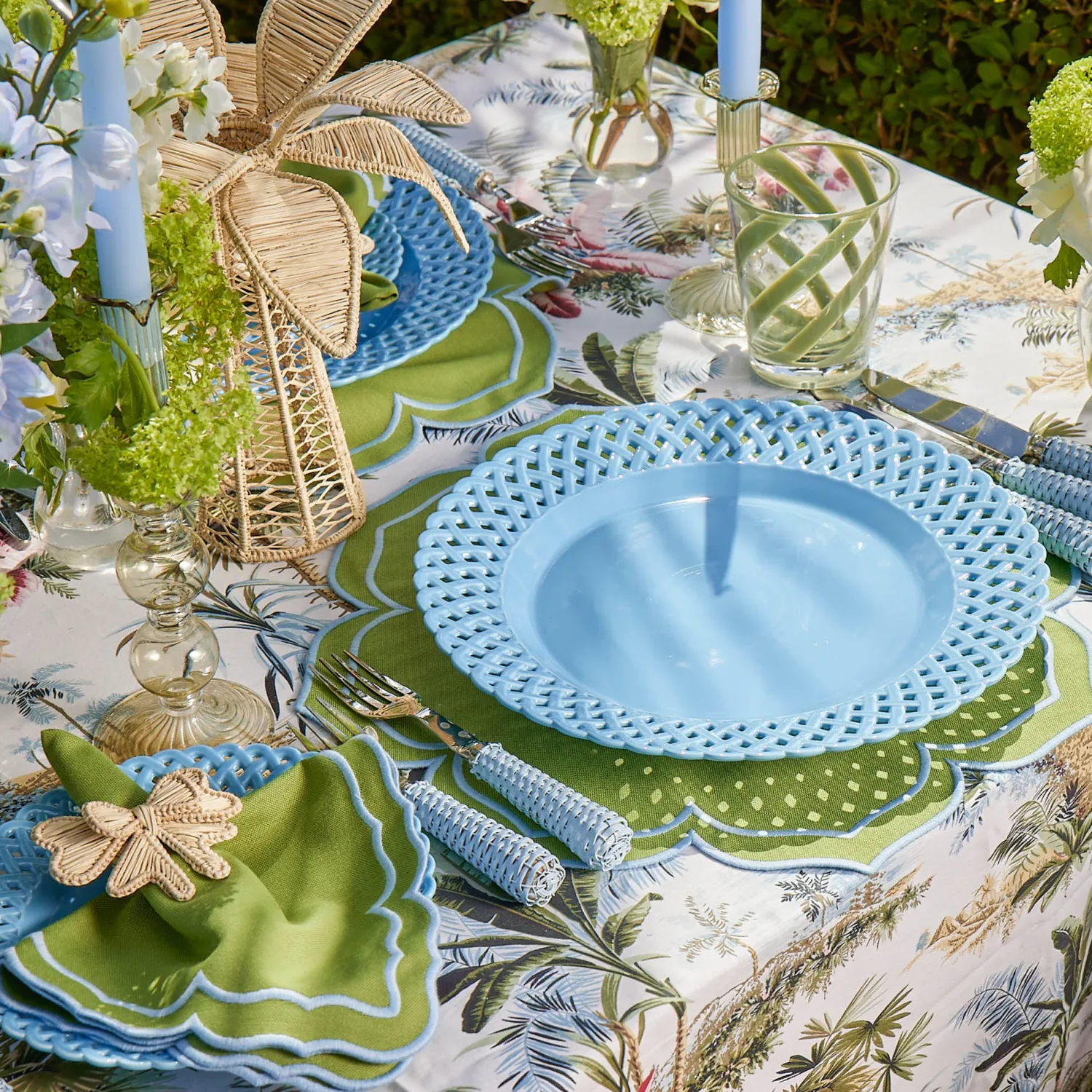 Mrs. Alice Fleur Green Placemats (Set of 4)< Summer Table Linen | Placemats