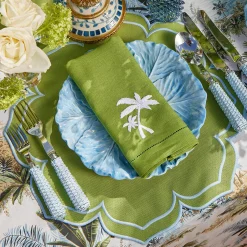 Mrs. Alice Fleur Green Placemats (Set of 4)< Summer Table Linen | Placemats
