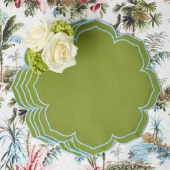 Mrs. Alice Fleur Green Placemats (Set of 4)< Summer Table Linen | Placemats