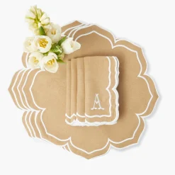 Mrs. Alice Fleur Sand Placemats & Napkins (Set of 4)< Summer Table Linen | Table Linen Sets