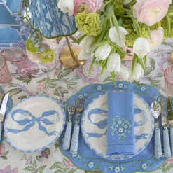 Mrs. Alice Floral Periwinkle Linen Placemats (Set of 4)< Summer Table Linen | Placemats