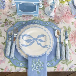Mrs. Alice Floral Periwinkle Linen Placemats (Set of 4)< Summer Table Linen | Placemats