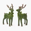 Mrs. Alice Forest Green Rattan Reindeer with Green Velvet Bows (Pair) - 30cm< Christmas Decorations