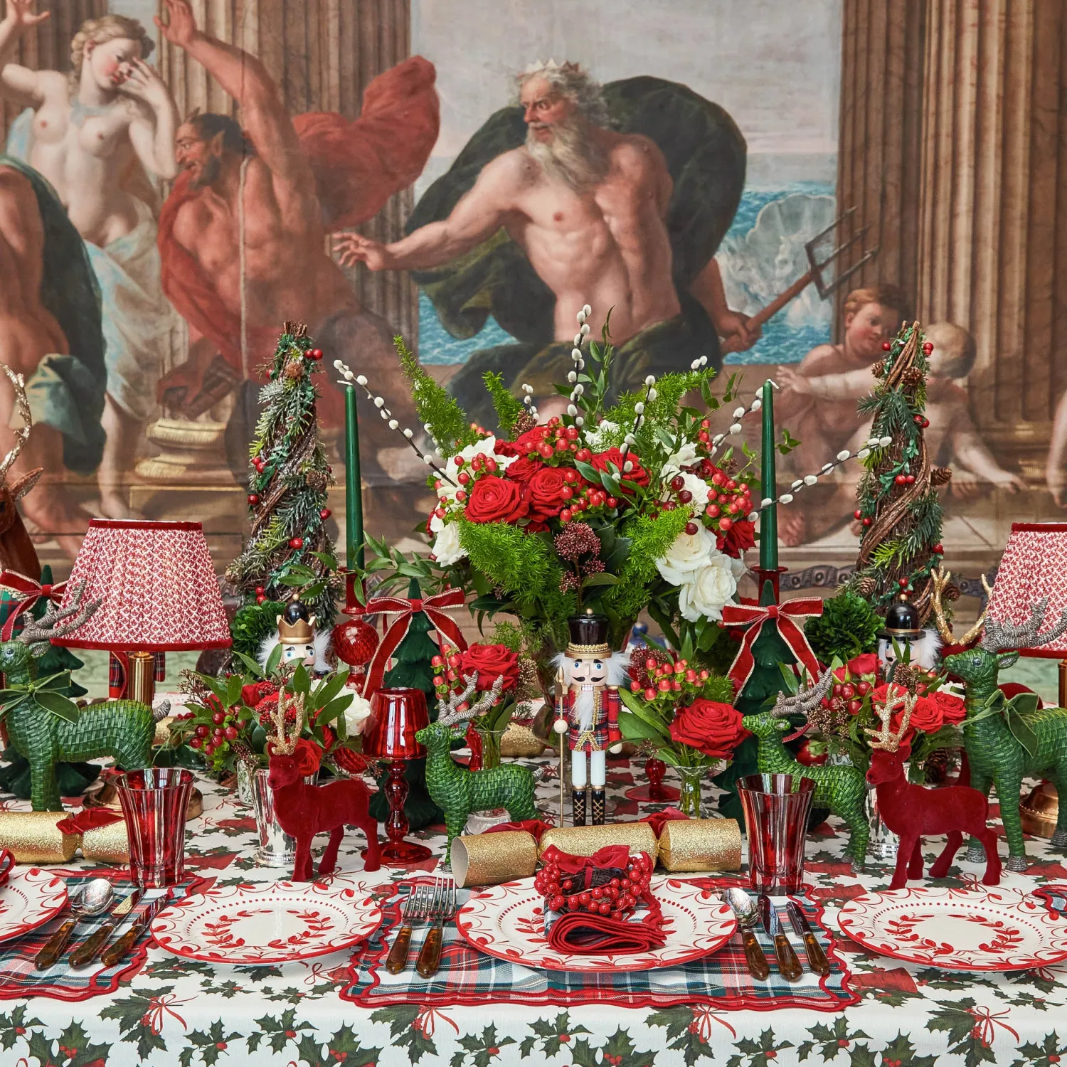 Mrs. Alice Forest Green Rattan Reindeer Family< Christmas Decorations