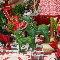Mrs. Alice Forest Green Rattan Reindeer Family< Christmas Decorations