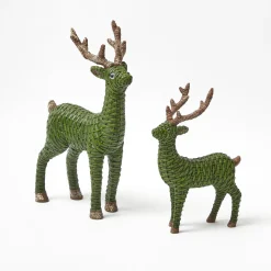 Mrs. Alice Forest Green Rattan Reindeer Family< Christmas Decorations