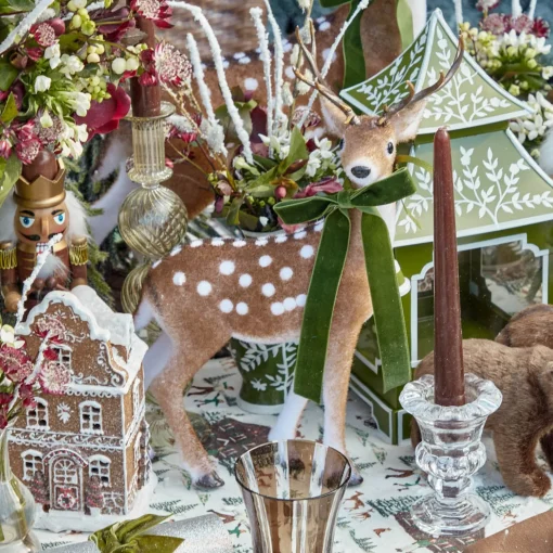 Mrs. Alice Forest Green Velvet Bow (Set of 4) - 20cm< Napkin Rings & Bows | For The Chalet
