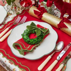 Mrs. Alice Forest Green Velvet Mini Bows (Set of 4)< Napkin Rings & Bows