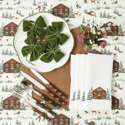 Mrs. Alice Forest Green Velvet Napkin Bows (Set of 4)< Napkin Rings & Bows | For The Chalet