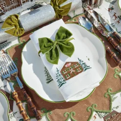 Mrs. Alice Forest Green Velvet Napkin Bows (Set of 4)< Napkin Rings & Bows | For The Chalet
