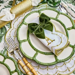 Mrs. Alice Forest Green Velvet Napkin Bows (Set of 4)< Napkin Rings & Bows | For The Chalet