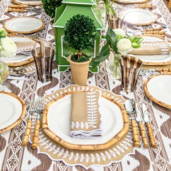 Mrs. Alice Geometric Bamboo Dinner Plate (Set of 4)< Dinner Plates | Crockery Sets